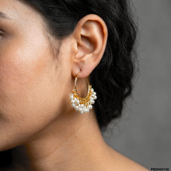 PEDH00158 MZM Round Pearl Drops Earrings - PEDH