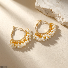 PEDH00158 MZM Round Pearl Drops Earrings - PEDH