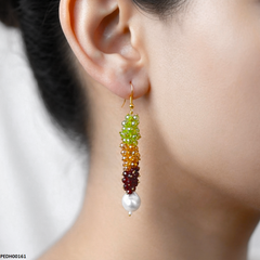 PEDH00161 FRN Grapes Cluster Pearl Drops Earrings - PEDH