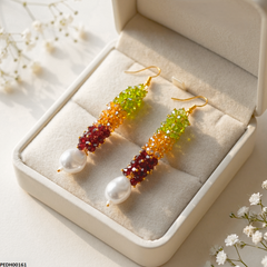 PEDH00161 FRN Grapes Cluster Pearl Drops Earrings - PEDH