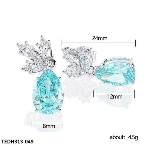 TEDH313 CSH White & Aqua Pear Drop Earrings