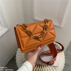 HBGH174 HMS Acrylic Chain Quilted Small Hand Bag