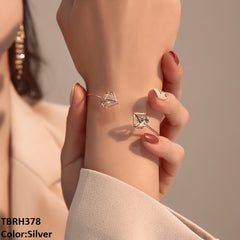 TBRH378 QWN Round Stone Covered Triangle Bracelet