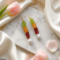 PEDH00161  FRN Grapes Cluster Pearl Drops Earrings - PEDH
