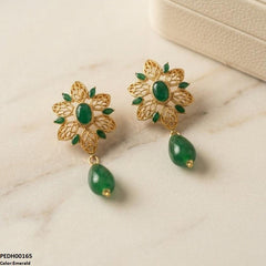 PEDH00165 FRN Oval/Leaf Pearl Drop Earrings - PEDH