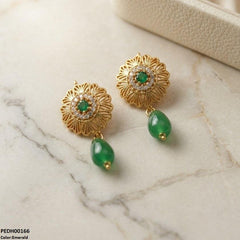 PEDH00166 FRN Round Flower Pearl Drop Earrings - PEDH