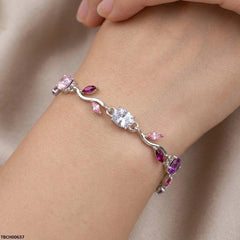 TBCH00637 LSH Tulip Silver Multi Leaf Stone Bracelet - TBCH