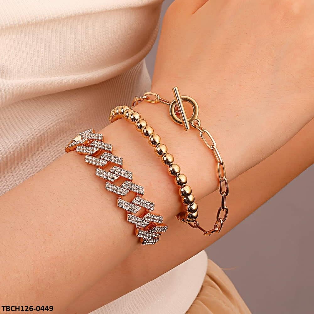 TBCH126 QWN Triple Chain Hand Bracelet