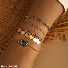 TBCH169 YYE Aqua Square/Butterfly/Golden Circles 4 Hand Braclete