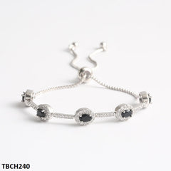 TBCH240 WKO Black Oval Join Bracelet Adjustable