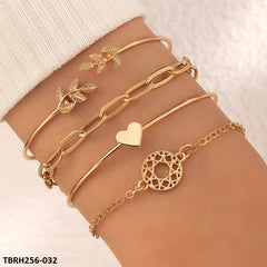 TBRH256 YYE Leaf/Heart/Curb Chain 4 Hand Bracelet
