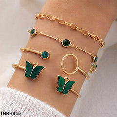 TBRH310 YYE Greenish Butterfly 4 Hand Bracelet Adjustable