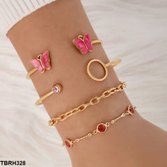 TBRH328 YYE Butterfly Curb Chain Bracelet Set