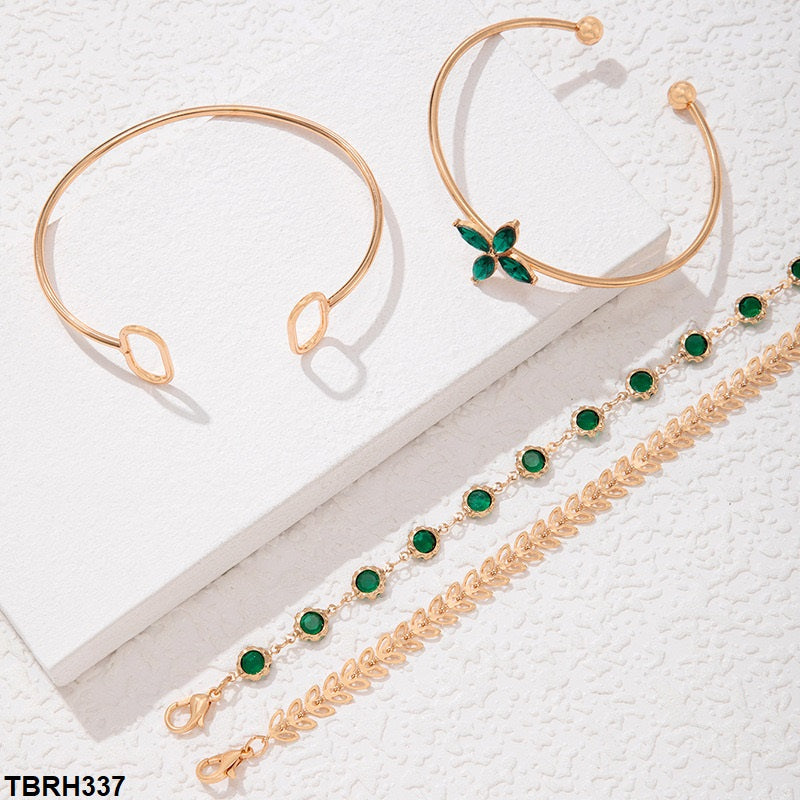 TBRH337 YYE Flower/Leaf/Circle Bracelet Set