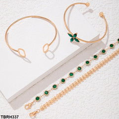 TBRH337 YYE Flower/Leaf/Circle Bracelet Set