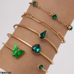 TBRH341 YYE Butterfly/Heart/Pear Bracelet Set