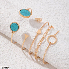 TBRH347 YYE Circle/Heart/Triangle Bracelet Set