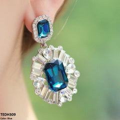 TEDH309 LQP Cushion Tear Drop Earrings Pair