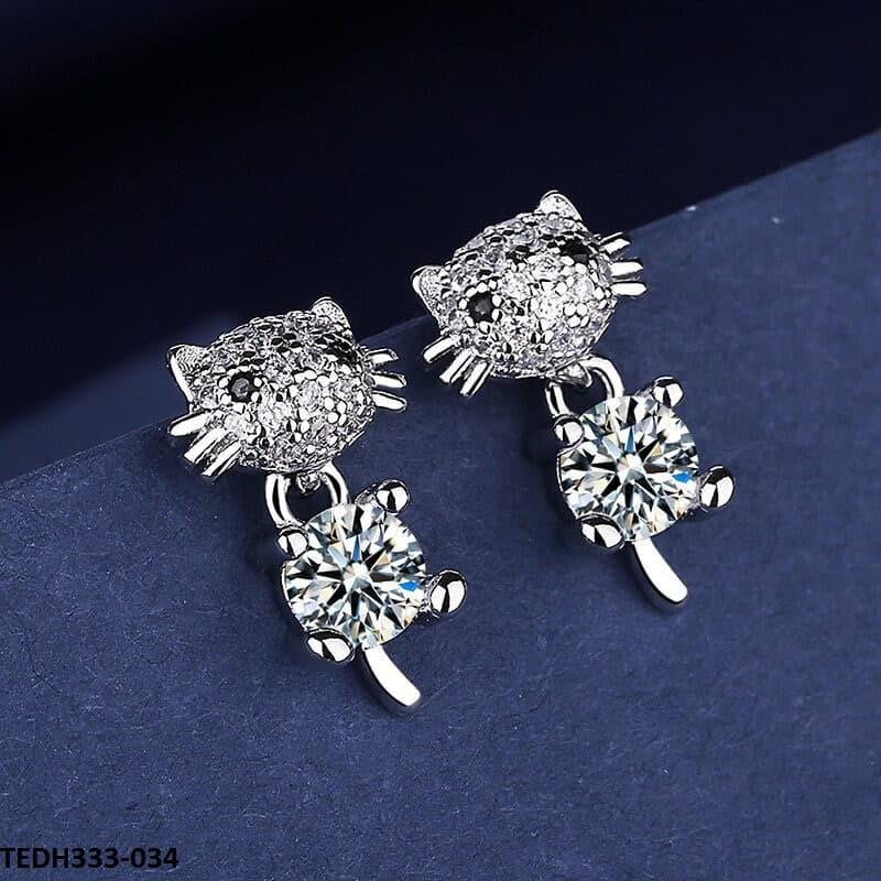 TEDH333 BLX Cat Drop Earrings Pair
