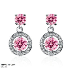 TEDH334 BLX Round Sterling Drop Earrings Pair