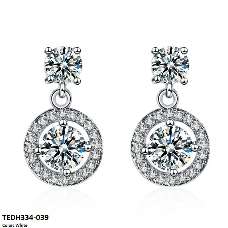 TEDH334 BLX Round Sterling Drop Earrings Pair
