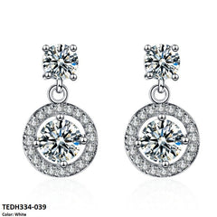 TEDH334 BLX Round Sterling Drop Earrings Pair