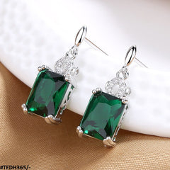 TEDH365 SZL Greenish Rectangle Ear Drop Earrings Pair