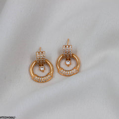 TEDH366 MMJ Curved Circle Drop Earrings Pair