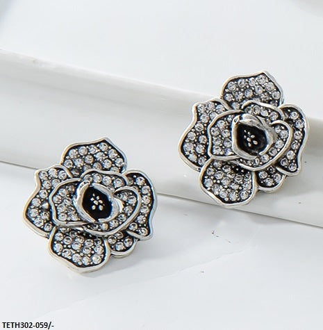 TETH302 KSU Silver Flower Sterling Tops Pair