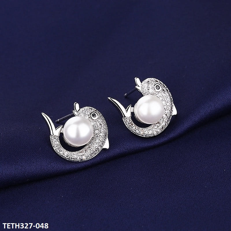 TETH327 BLX Pearl Round Fish Tops Pair