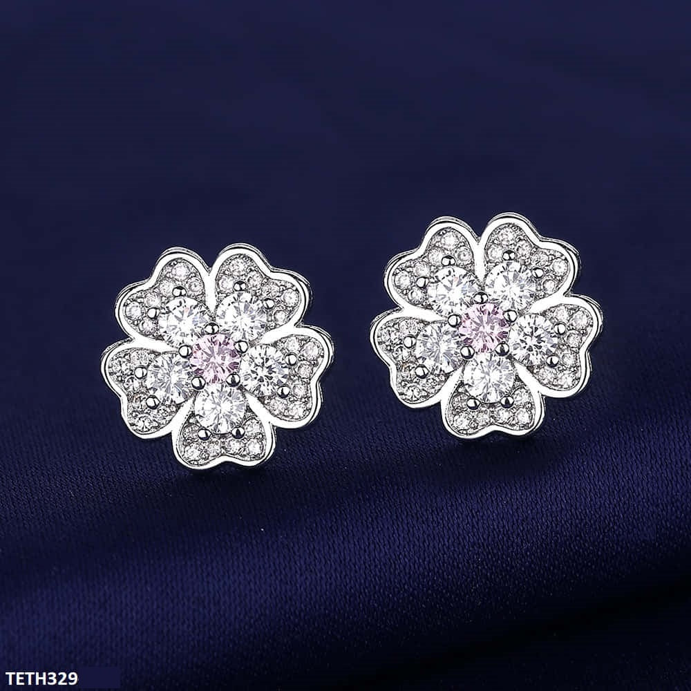 TETH329 BLX Flower Sterling Stud Tops Pair