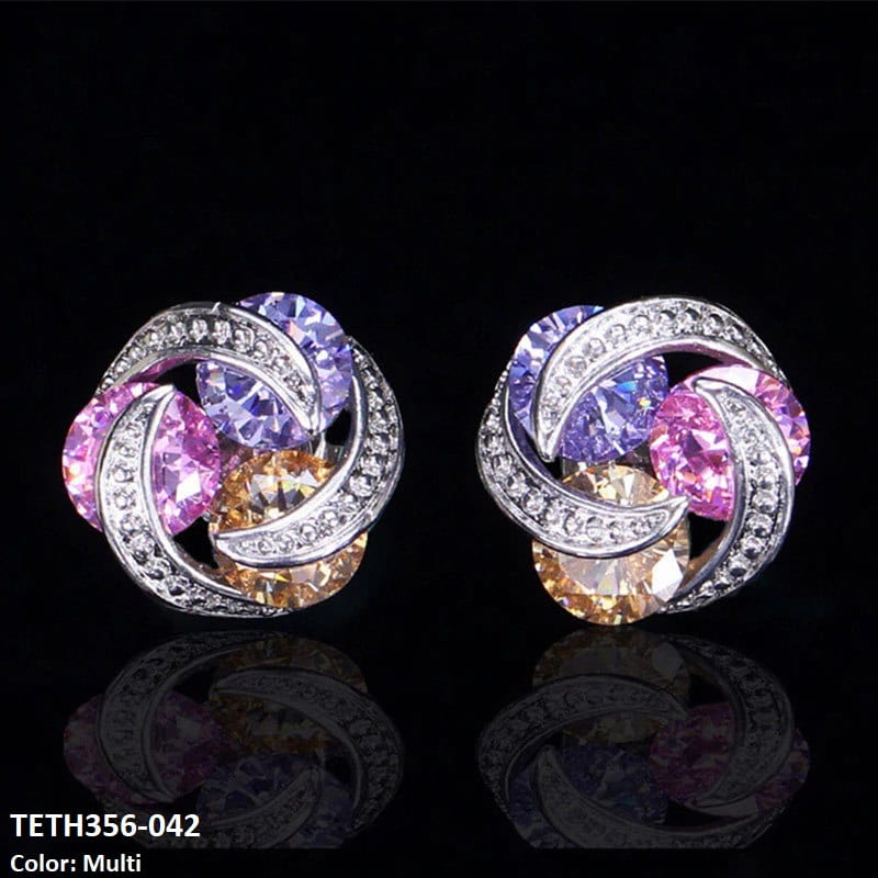 TETH356 CSH 3 balls Flower Stud Tops Pair