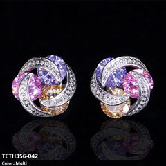 TETH356 CSH 3 balls Flower Stud Tops Pair