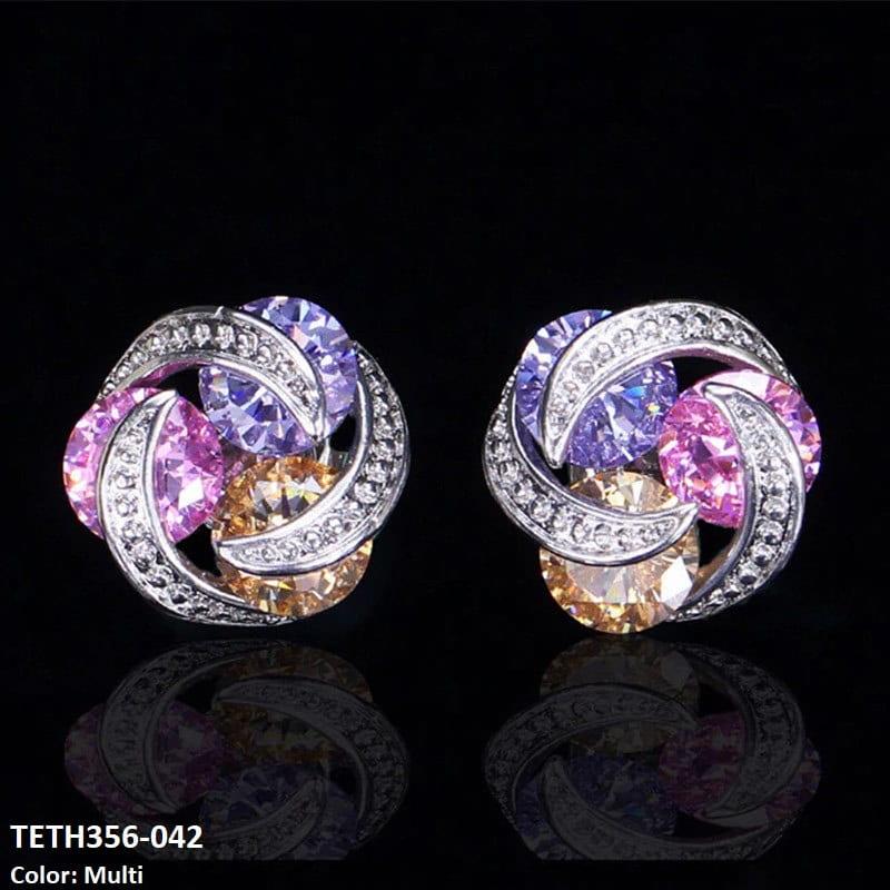 TETH356 CSH 3 balls Flower Stud Tops Pair