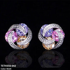TETH356 CSH 3 balls Flower Stud Tops Pair