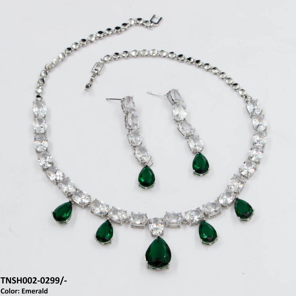 TNSH002 JLX Pear Zircon Necklace Set