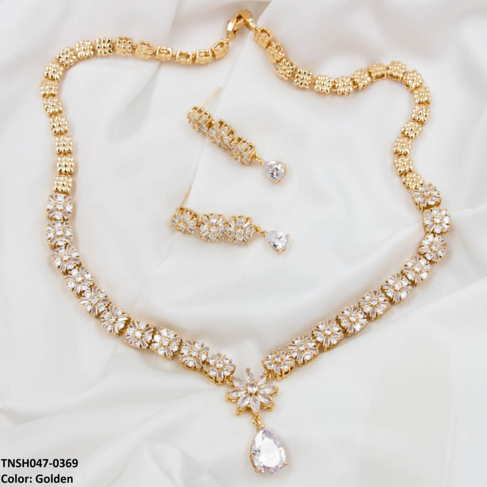 TNSH047 JLX Flower & Pear Zircon Necklace Set