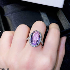 TRSH119 CSH Purple Oval Silver Ring