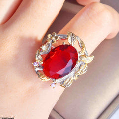 TRSH200 GWH Oval Leaf & Flower Adjustable Ring