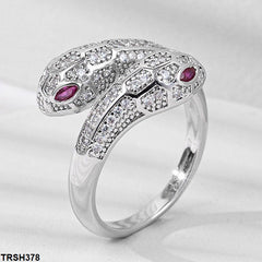 TRSH378 YLE Red Eye Snake Ring Adjustable