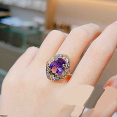 TRSH391 GWH Purple Oval Adjustable Ring