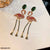 CEDH108 YBJ Rhinestone Flamingo Drop Earrings