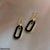 CEDH229 SYB Black Oval Drop Earrings Pair